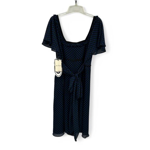 Alice Temperley for Target GO Dress Black Blue Polka Dot Flutter Sleeve Sz 15 - Picture 8 of 9